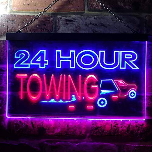 24 Hour Towing Dual LED Neon Light Sign